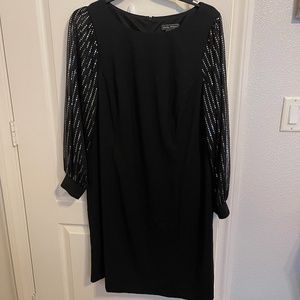 Jessica Howard Woman 40 Day Cocktail Dress with Beaded Sleeves - Size 18W